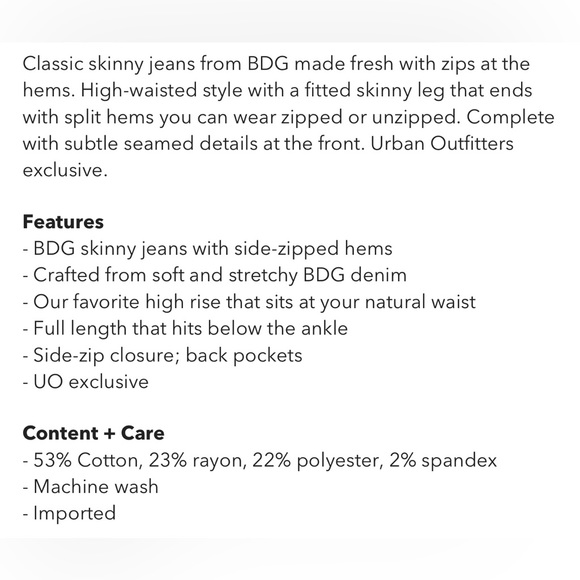 NWT UO BDG Ankle-Zip Skinny Jean - size 30 - Picture 5 of 6